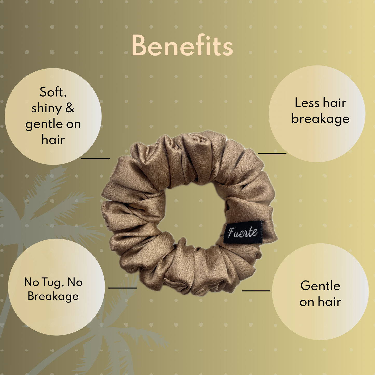 Beige/White 2-Pack Satin Scrunchies Set for Women