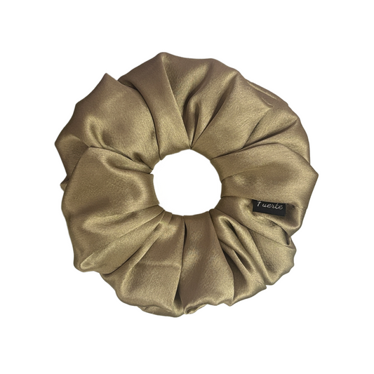 Beige Tellin Silk Satin Scrunchie - S, M, L, XL Sizes