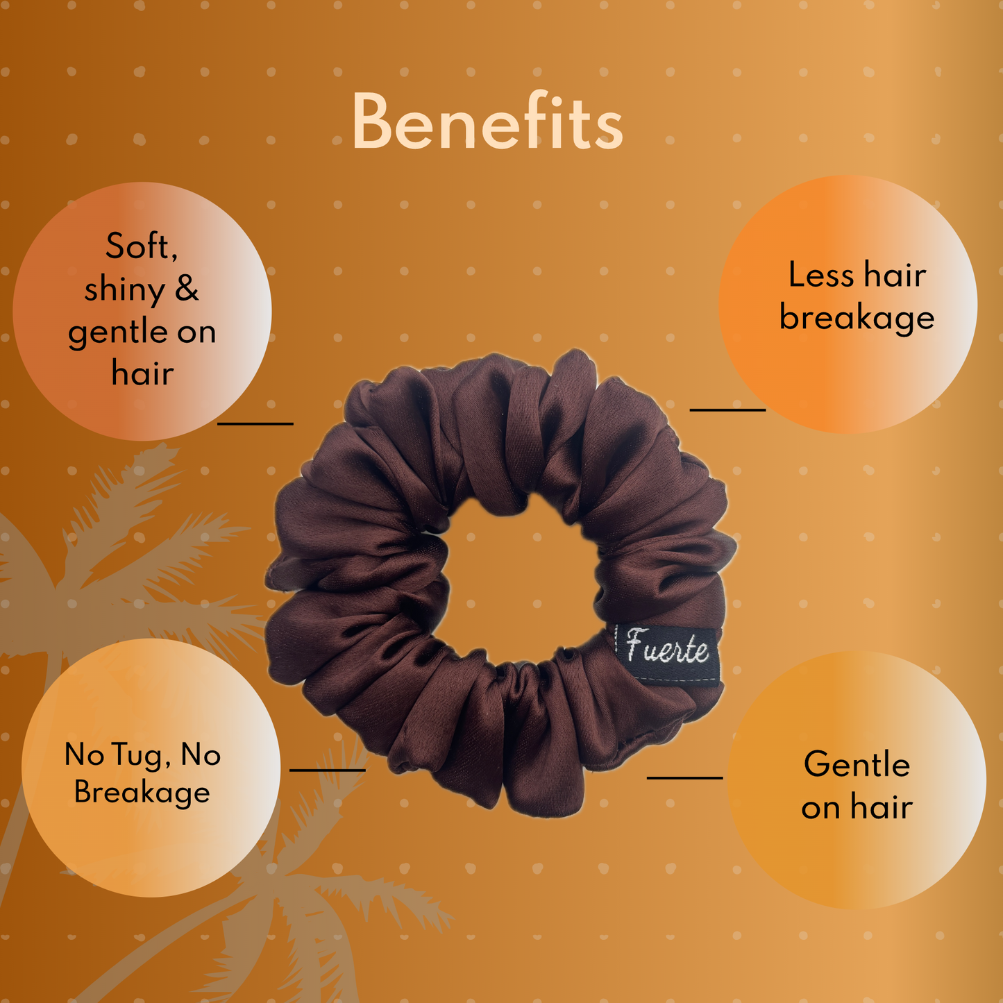 3-Pack Satin Scrunchies Set for Women - Brown