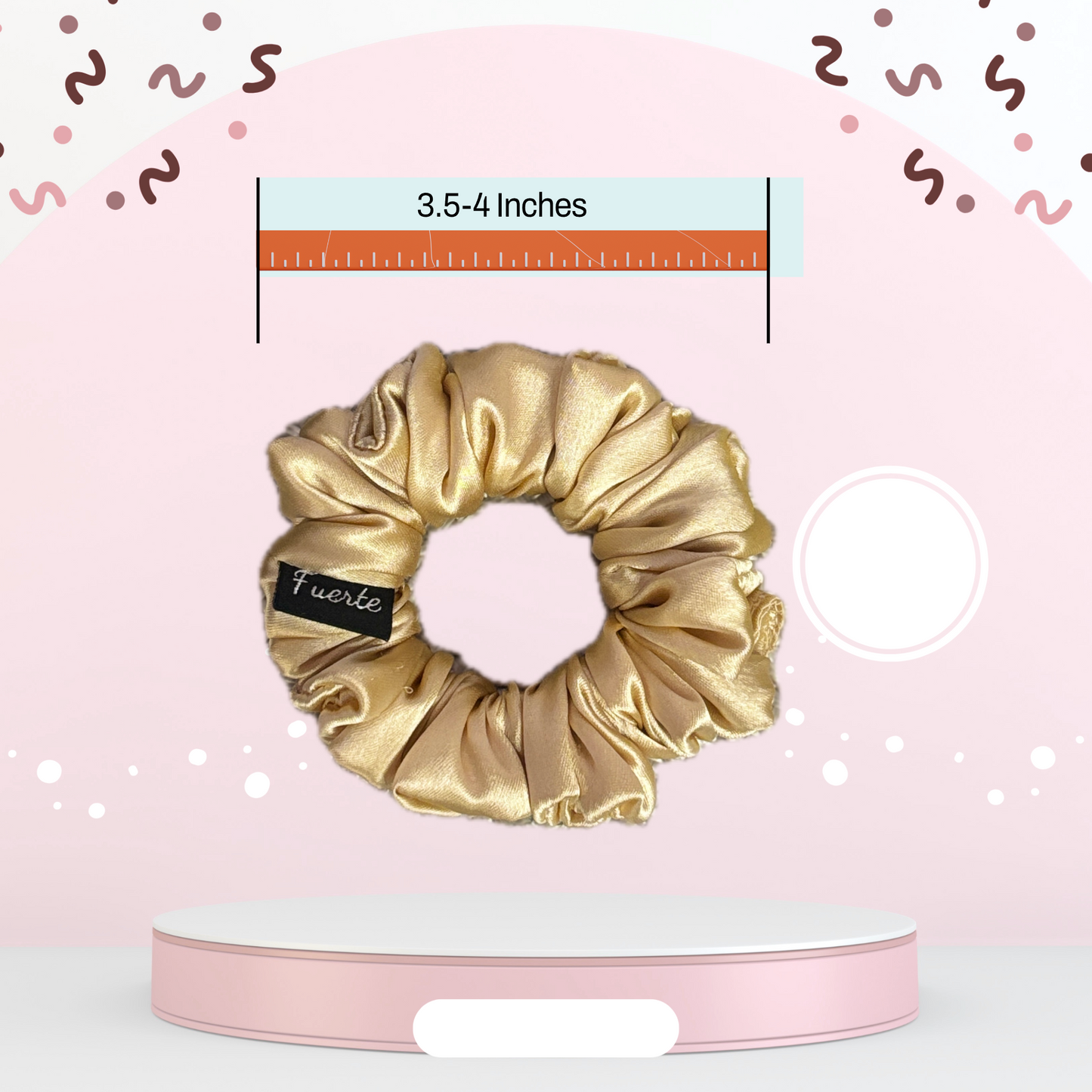 3-Pack Satin Scrunchies Set for Women - Champagne Gold
