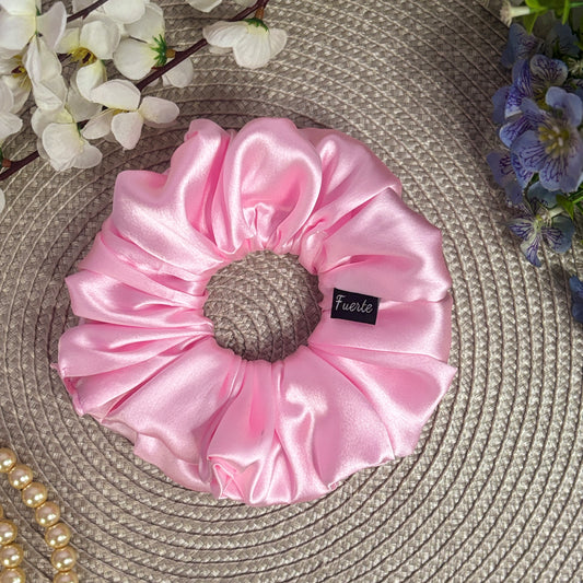 Baby Pink Silk Satin Scrunchie