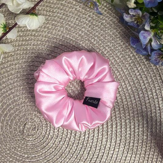Baby Pink Silk Satin Scrunchie - Regular