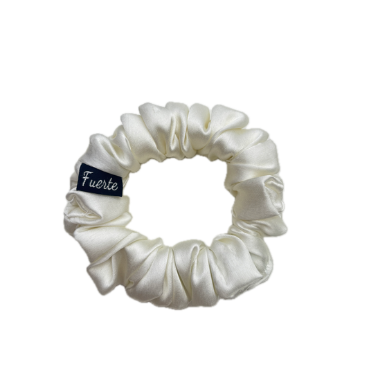 White Satin Scrunchie Rubber Band - Small
