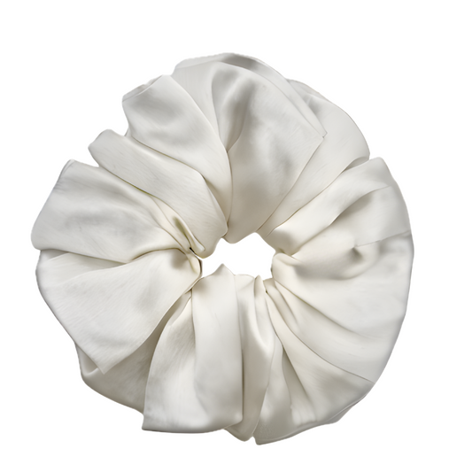 White Satin Scrunchie for Girls and Women - XL