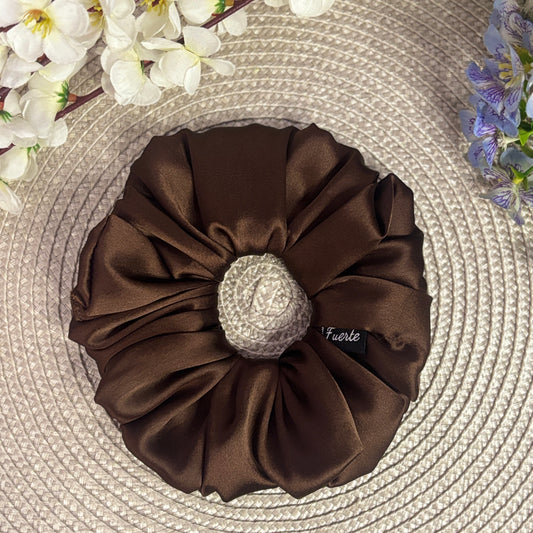 Brown Silk Scrunchie for Women – XL Size