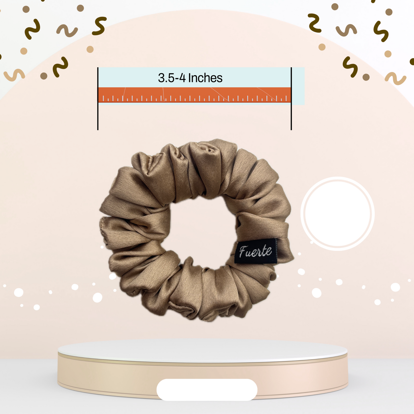 Beige 2-Pack Satin Scrunchies Set for Women