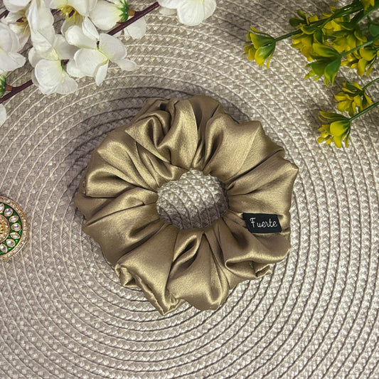 3-Pack Satin Scrunchies Set for Women - Beige