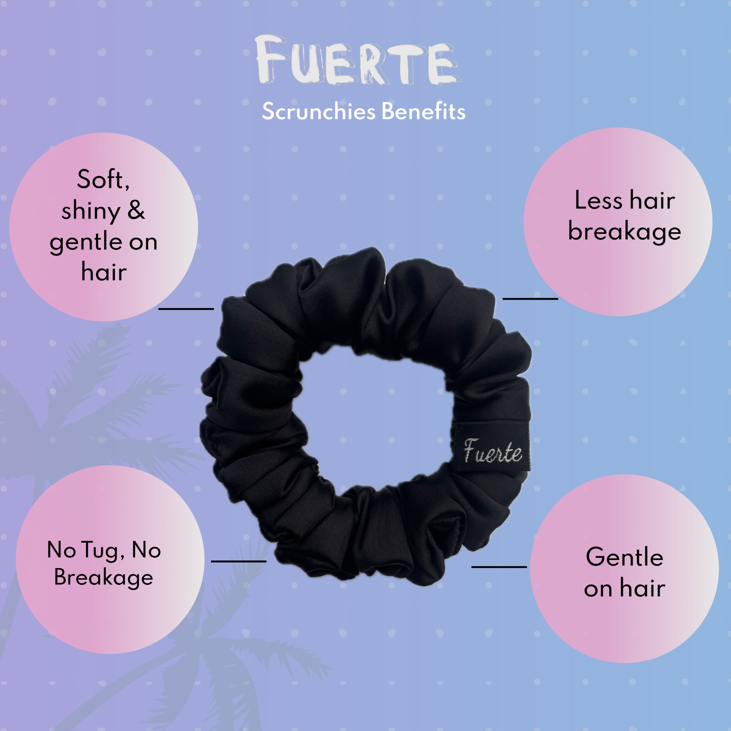 3-Pack Satin Scrunchies Set for Women - Black