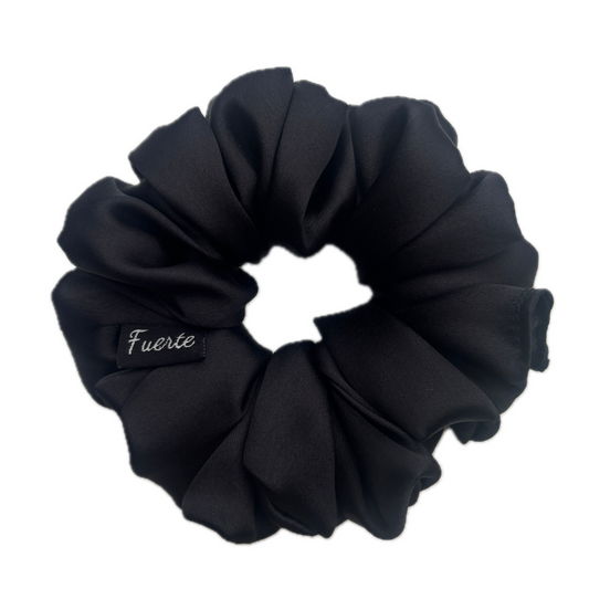 Black Extra Large Size Silk Satin Scrunchie