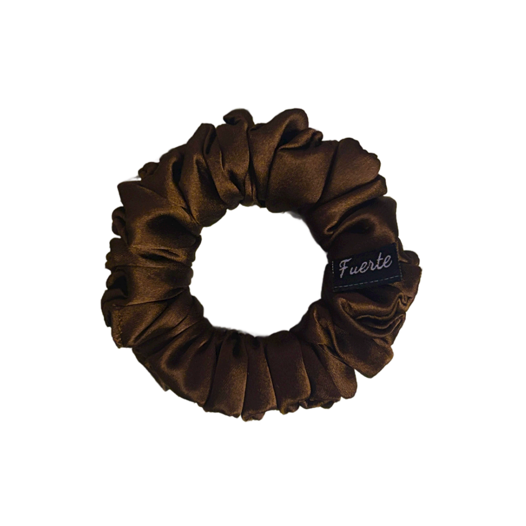 Brown Silk Satin Scrunchies Premium No-Damage Hair Ties - Small