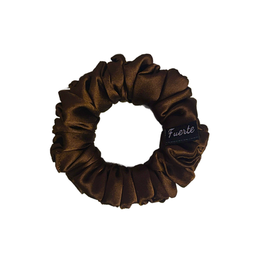 Brown Silk Satin Scrunchies Premium No-Damage Hair Ties - Small