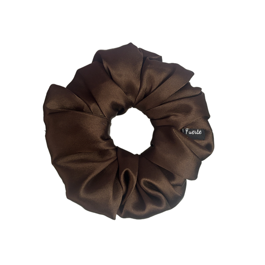 Brown Silk Satin Scrunchies – S, M, L, XL and Regular Sizes