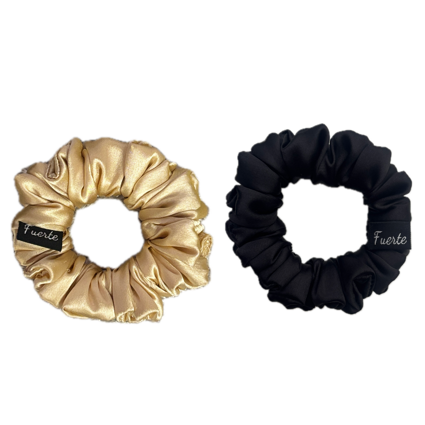 Black/Champagne Gold Satin Scrunchies Set for Women