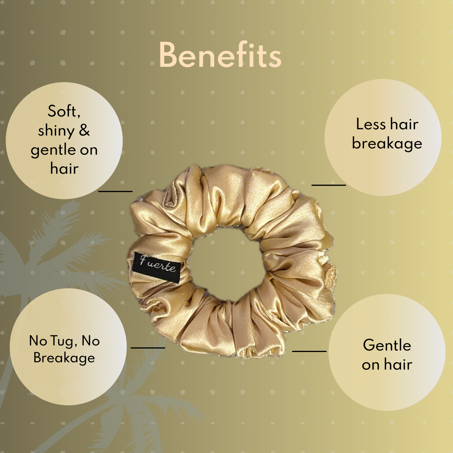 Champagne Gold/White 2-Pack Satin Scrunchies Set for Women