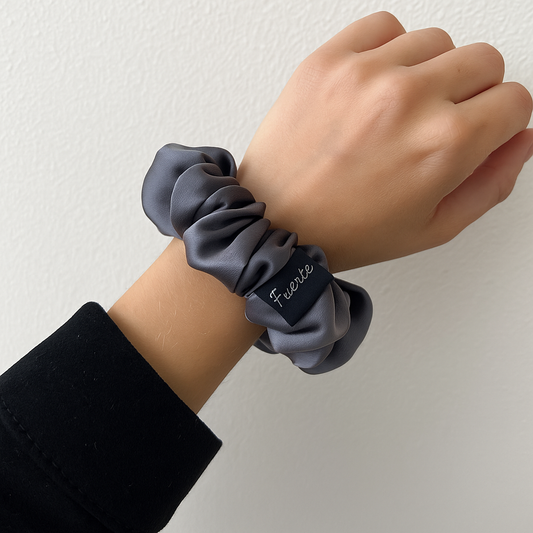 3-Pack Satin Scrunchies Set for Women - Grey