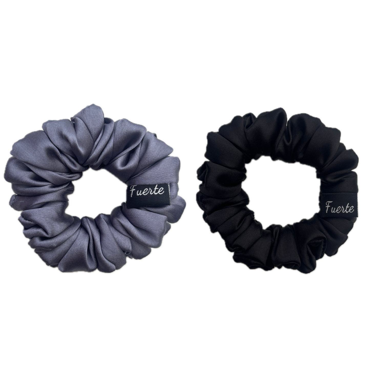 Black/Grey Satin Scrunchies Set for Women
