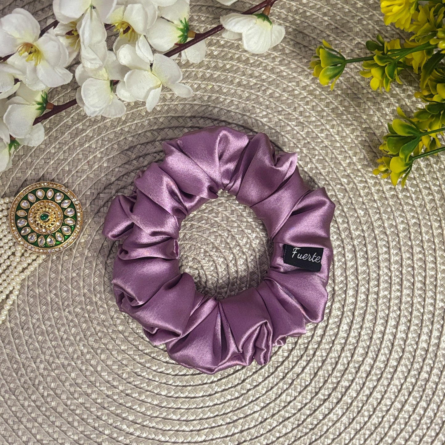 3-Pack Satin Scrunchies Set for Women - Lilac