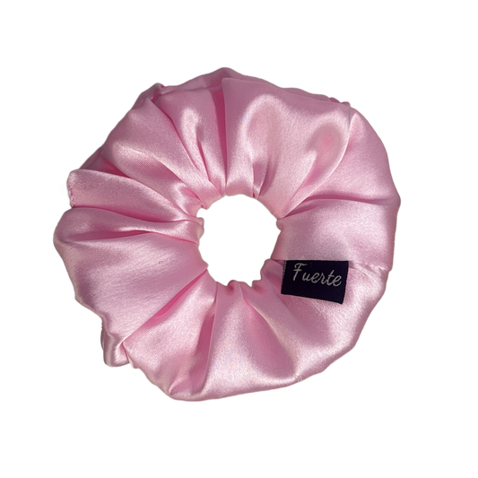 Baby Pink Silk Satin Scrunchie - Regular