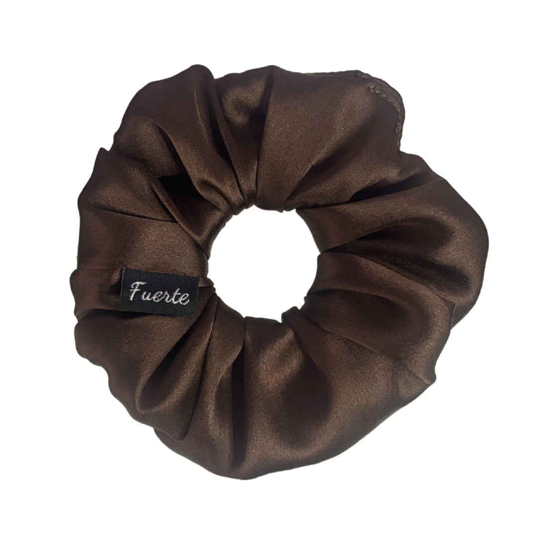 Brown Silk Satin Scrunchie – Regular Size