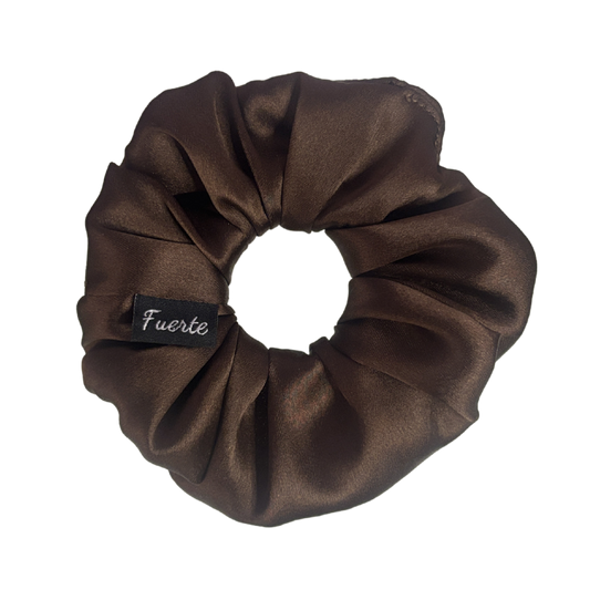 Brown Silk Satin Scrunchie – Regular Size