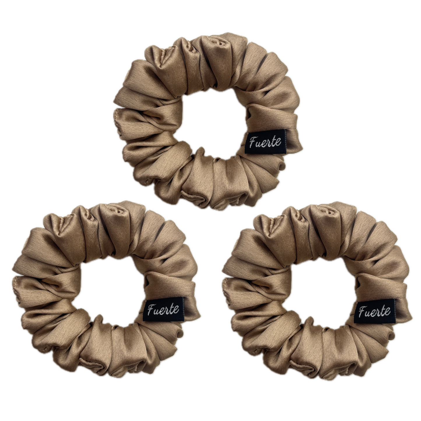 3-Pack Satin Scrunchies Set for Women - Beige