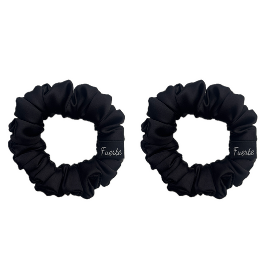 Black 2-Pack Satin Scrunchies Set for Women
