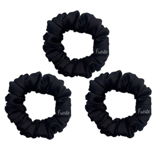 3-Pack Satin Scrunchies Set for Women - Black