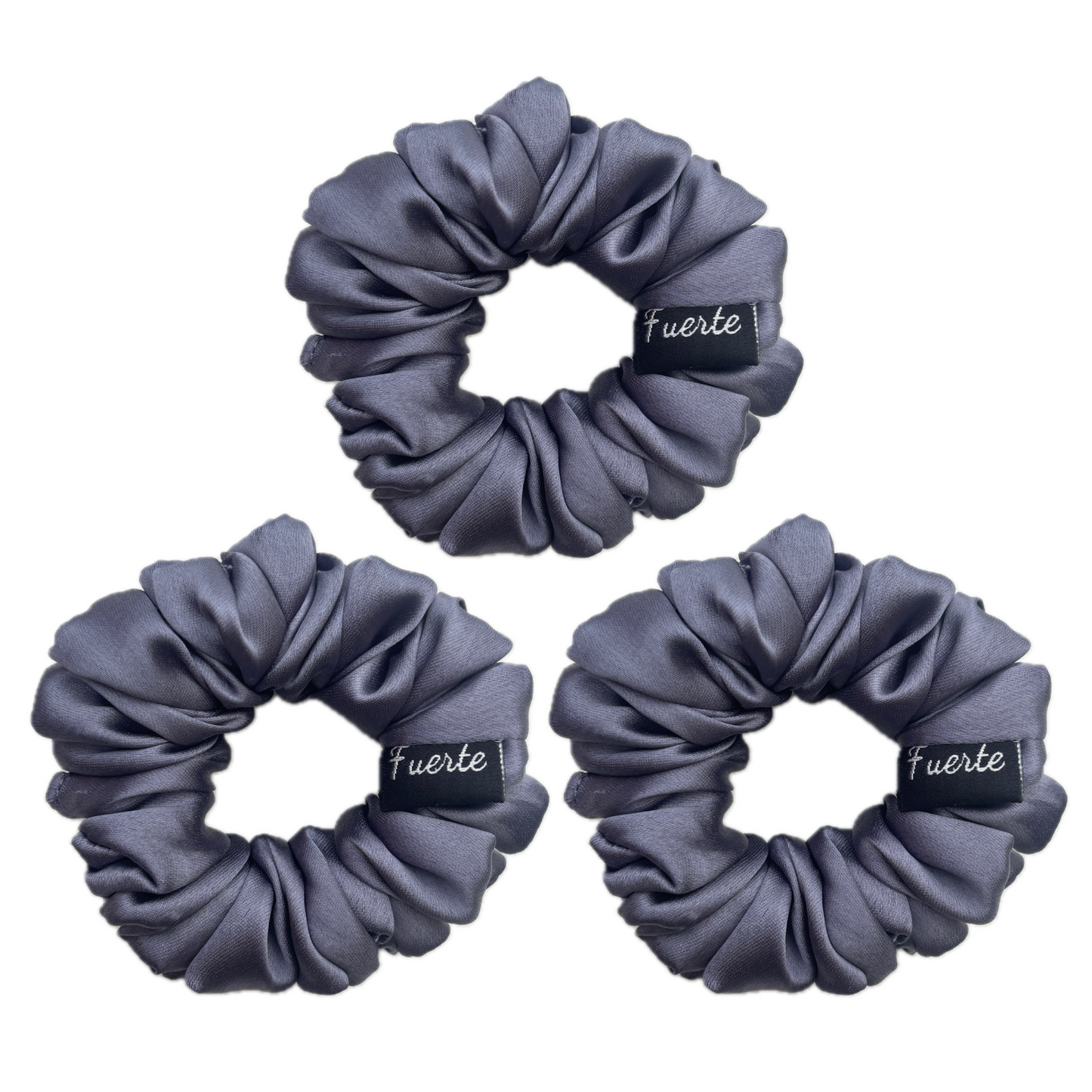 3-Pack Satin Scrunchies Set for Women - Grey