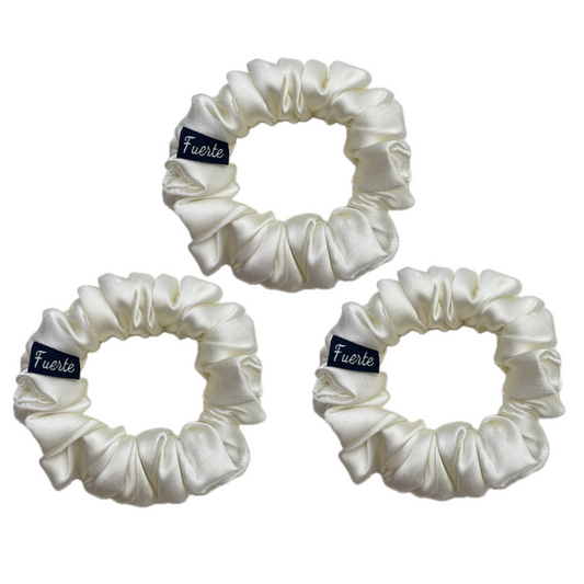 3-Pack Satin Scrunchies Set for Women - White