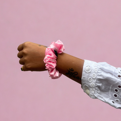 Baby Pink Silk Satin Scrunchie
