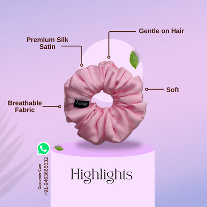 Baby Pink Silk Satin Scrunchie