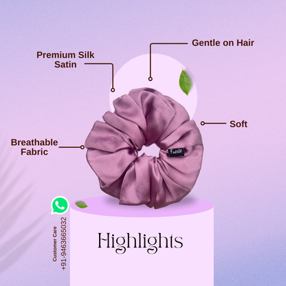 Lilac Premium Silk Satin Scrunchies - S, M, L, XL Sizes Rubber Band