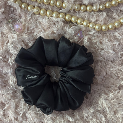 Black Extra Large Size Silk Satin Scrunchie
