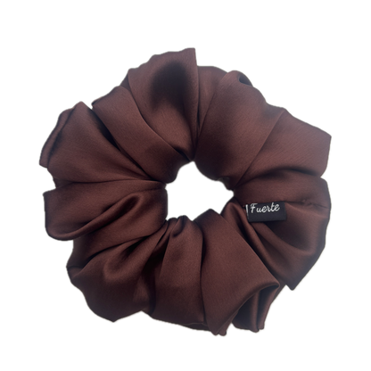Brown Silk Satin Scrunchies – S, M, L, XL and Regular Sizes