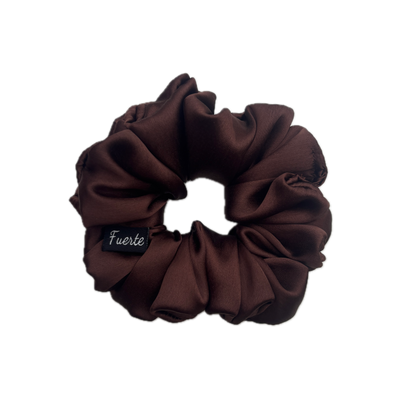 Brown Silk Satin Scrunchies – S, M, L, XL and Regular Sizes