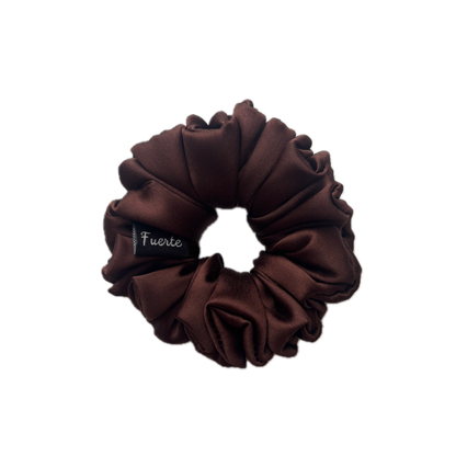 Brown Silk Satin Scrunchies – S, M, L, XL and Regular Sizes
