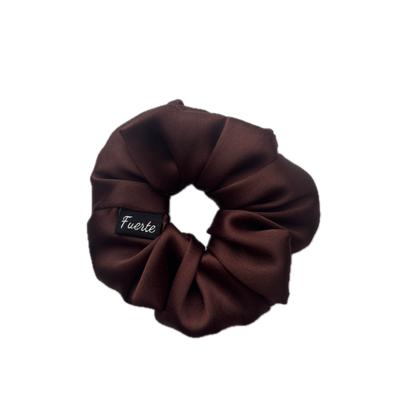 Brown Silk Satin Scrunchies – S, M, L, XL and Regular Sizes