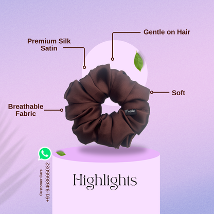 Brown Silk Satin Scrunchie – Regular Size