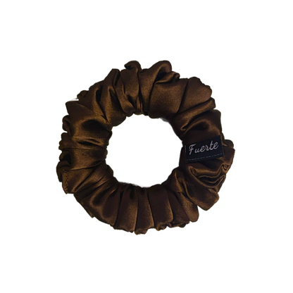 Brown Silk Satin Scrunchies Premium No-Damage Hair Ties - Small