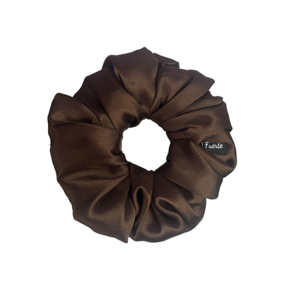 Brown Silk Satin Scrunchies – S, M, L, XL and Regular Sizes