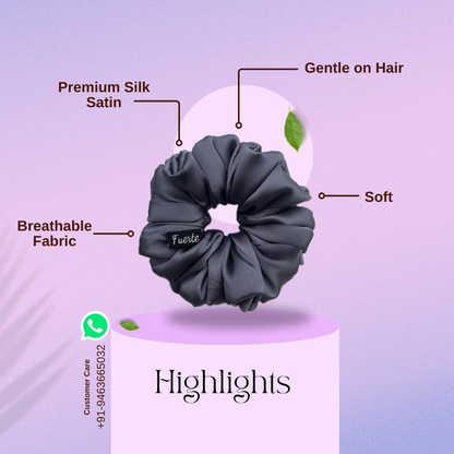 Regular Satin Silk Scrunchie Grey