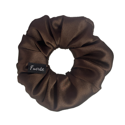 Brown Silk Satin Scrunchie – Regular Size