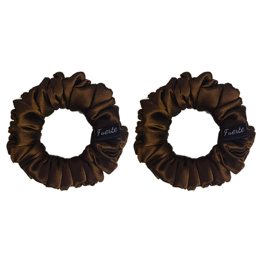 Brown 2-Pack Satin Scrunchies Set for Women