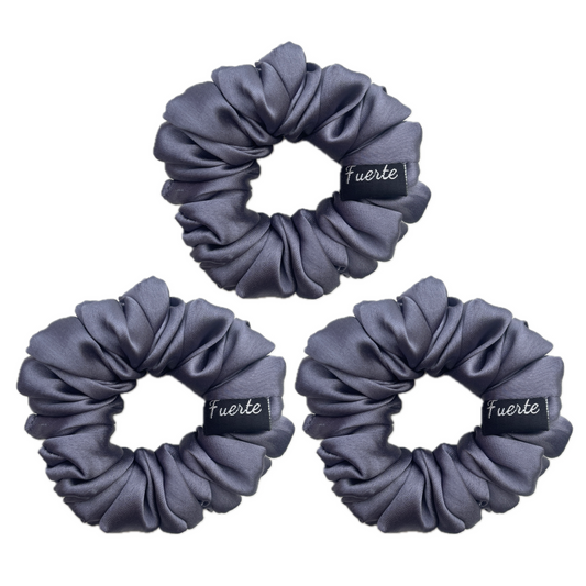 3-Pack Satin Scrunchies Set for Women - Grey